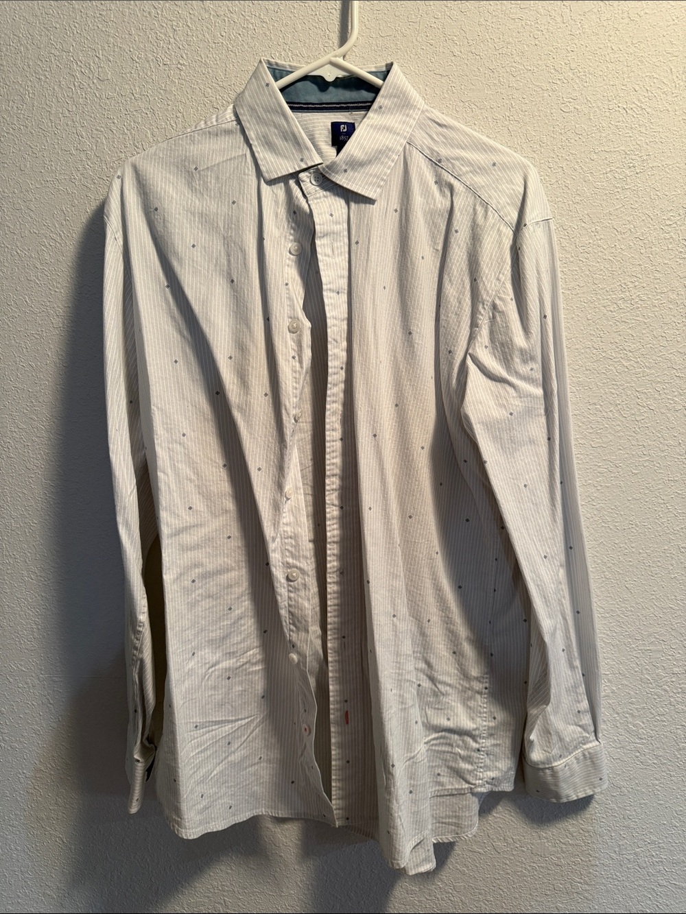 FootJoy White Micro-Dot Long-Sleeve Dress Shirt